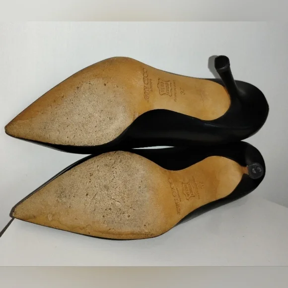 JIMMY CHOO BLACK LEATHER HEELS - Picture 7 of 7